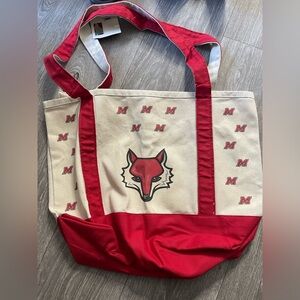 Red and Cream Tote Bag with Fox Design